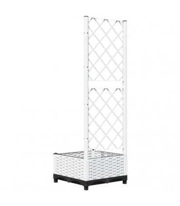 vidaXL Garden Planter with Trellis White 40x40x121.5 cm PP