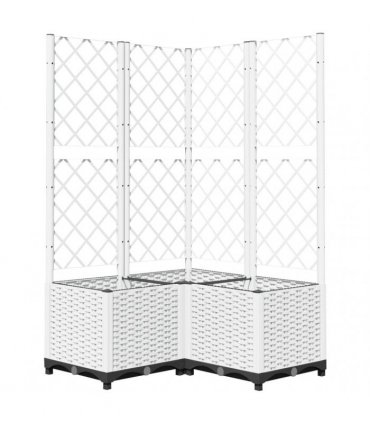vidaXL Garden Planter with Trellis White 80x80x136 cm PP