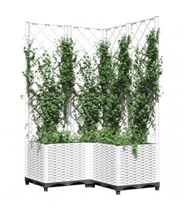 vidaXL Garden Planter with Trellis White 80x80x136 cm PP