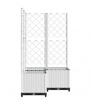 vidaXL Garden Planter with Trellis White 80x80x136 cm PP