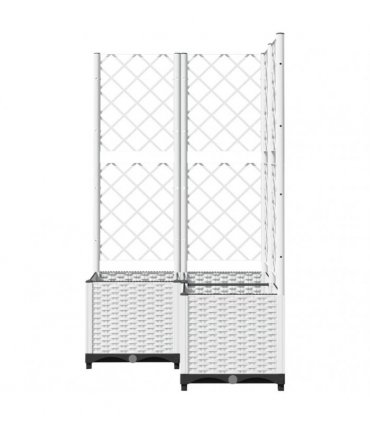 vidaXL Garden Planter with Trellis White 80x80x136 cm PP