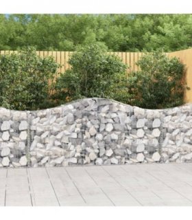 vidaXL Arched Gabion Basket 200x30x80/100 cm Galvanised Iron