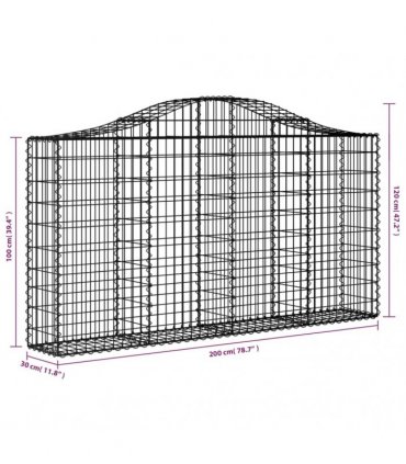 vidaXL Arched Gabion Basket 200x30x100/120 cm Galvanised Iron