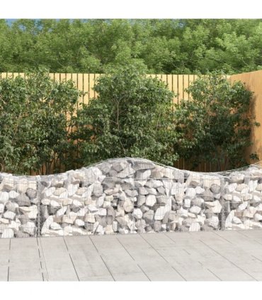 vidaXL Arched Gabion Basket 200x50x60/80 cm Galvanised Iron