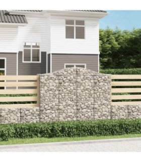 vidaXL Arched Gabion Basket 200x50x160/180 cm Galvanised Iron