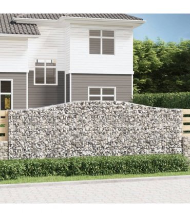 vidaXL Arched Gabion Basket 400x50x140/160 cm Galvanised Iron