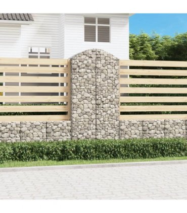 vidaXL Arched Gabion Basket 100x50x200/220 cm Galvanised Iron