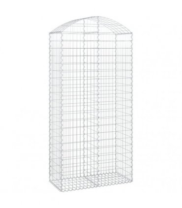 vidaXL Arched Gabion Basket 100x50x200/220 cm Galvanised Iron