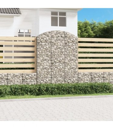 vidaXL Arched Gabion Basket 150x30x200/220 cm Galvanised Iron