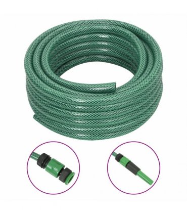 vidaXL Garden Hose with Fitting Set Green 0,5" 30 m PVC