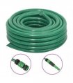 vidaXL Garden Hose with Fitting Set Green 0,75" 10 m PVC