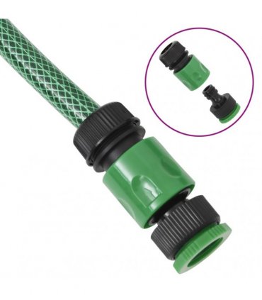 vidaXL Garden Hose with Fitting Set Green 0,75" 10 m PVC