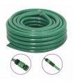vidaXL Garden Hose with Fitting Set Green 0,75" 30 m PVC