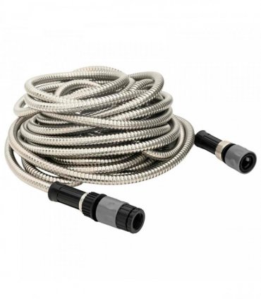 vidaXL Garden Hose with Spray Nozzle Silver 0,6" 15 m Stainless Steel