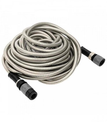 vidaXL Garden Hose with Spray Nozzle Silver 0,6" 15 m Stainless Steel