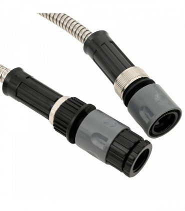 vidaXL Garden Hose with Spray Nozzle Silver 0,6" 15 m Stainless Steel