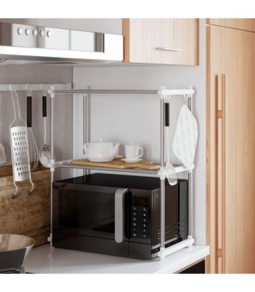 vidaXL Microwave Shelf White 51x27x63 cm Aluminium