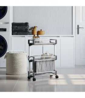 vidaXL Storage Trolley 59x20x75 cm Aluminium