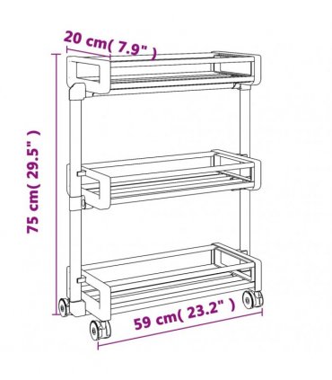 vidaXL Storage Trolley 59x20x75 cm Aluminium