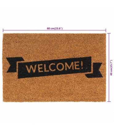 vidaXL Door Mat Natural 40x60 cm Tufted Coir