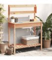 vidaXL Potting Table with Sink Brown 147,5x44x139,5 cm Solid Wood Fir