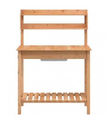 vidaXL Potting Table with Sink Brown 147,5x44x139,5 cm Solid Wood Fir