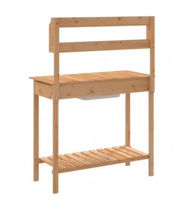 vidaXL Potting Table with Sink Brown 147,5x44x139,5 cm Solid Wood Fir