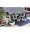 vidaXL Manual Awning 3 x 2.5 m Blue and White Stripe 100% Polyester