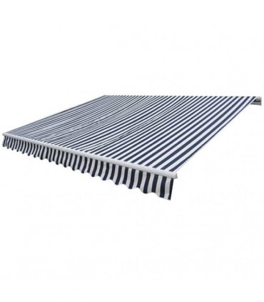 vidaXL Manual Awning 3 x 2.5 m Blue and White Stripe 100% Polyester