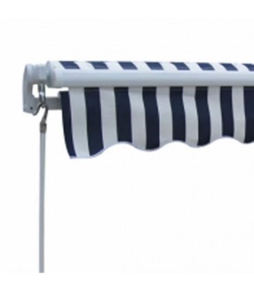 vidaXL Manual Awning 3 x 2.5 m Blue and White Stripe 100% Polyester