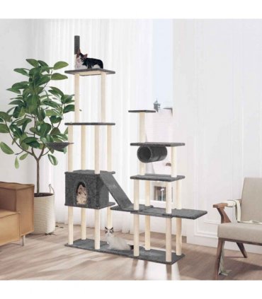 vidaXL Cat Tree with Sisal Scratching Posts Dark Grey 279 cm
