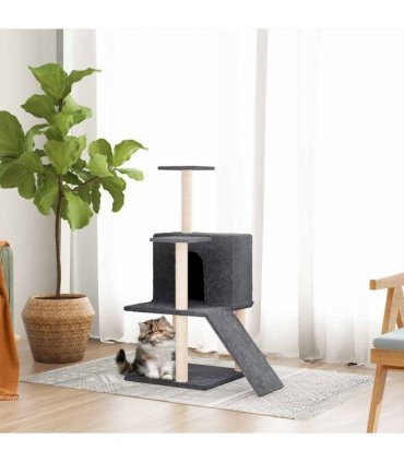 vidaXL Cat Tree with Sisal Scratching Posts Dark Grey 82 cm