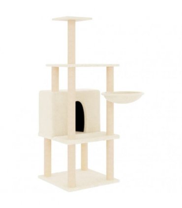 vidaXL Cat Tree with Sisal Scratching Posts Cream 132 cm