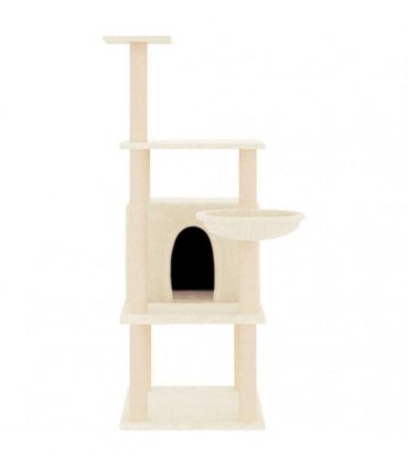 vidaXL Cat Tree with Sisal Scratching Posts Cream 132 cm