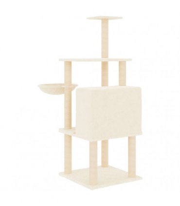 vidaXL Cat Tree with Sisal Scratching Posts Cream 132 cm
