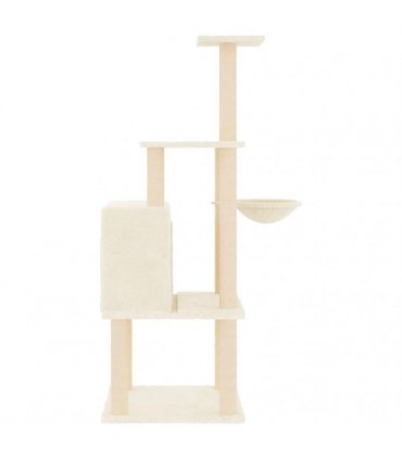 vidaXL Cat Tree with Sisal Scratching Posts Cream 132 cm