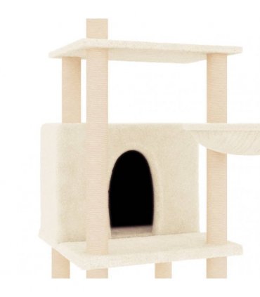 vidaXL Cat Tree with Sisal Scratching Posts Cream 132 cm