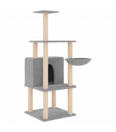vidaXL Cat Tree with Sisal Scratching Posts Light Grey 132 cm