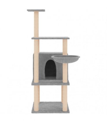 vidaXL Cat Tree with Sisal Scratching Posts Light Grey 132 cm