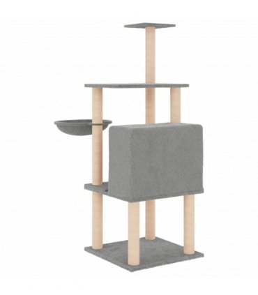 vidaXL Cat Tree with Sisal Scratching Posts Light Grey 132 cm