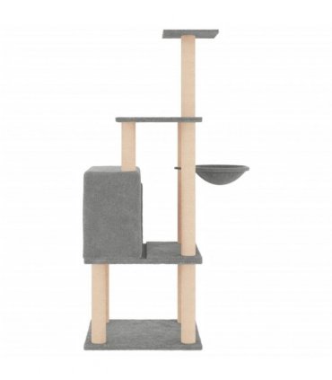 vidaXL Cat Tree with Sisal Scratching Posts Light Grey 132 cm
