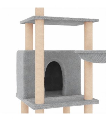 vidaXL Cat Tree with Sisal Scratching Posts Light Grey 132 cm