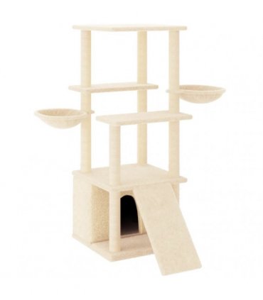 vidaXL Cat Tree with Sisal Scratching Posts Cream 133 cm