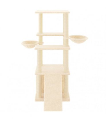 vidaXL Cat Tree with Sisal Scratching Posts Cream 133 cm