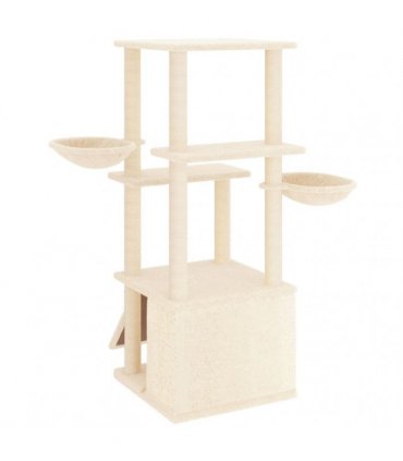 vidaXL Cat Tree with Sisal Scratching Posts Cream 133 cm
