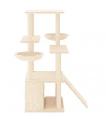 vidaXL Cat Tree with Sisal Scratching Posts Cream 133 cm