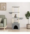 vidaXL Cat Tree with Sisal Scratching Posts Light Grey 147 cm