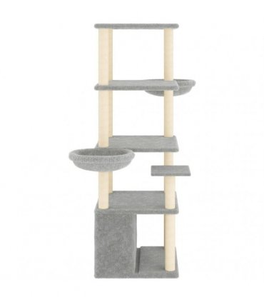 vidaXL Cat Tree with Sisal Scratching Posts Light Grey 147 cm