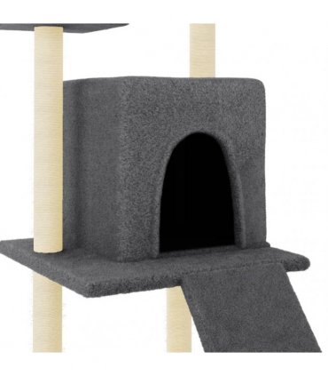 vidaXL Cat Tree with Sisal Scratching Posts Dark Grey 110 cm