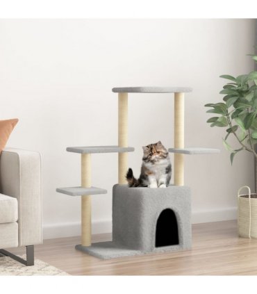 vidaXL Cat Tree with Sisal Scratching Posts Light Grey 97,5 cm